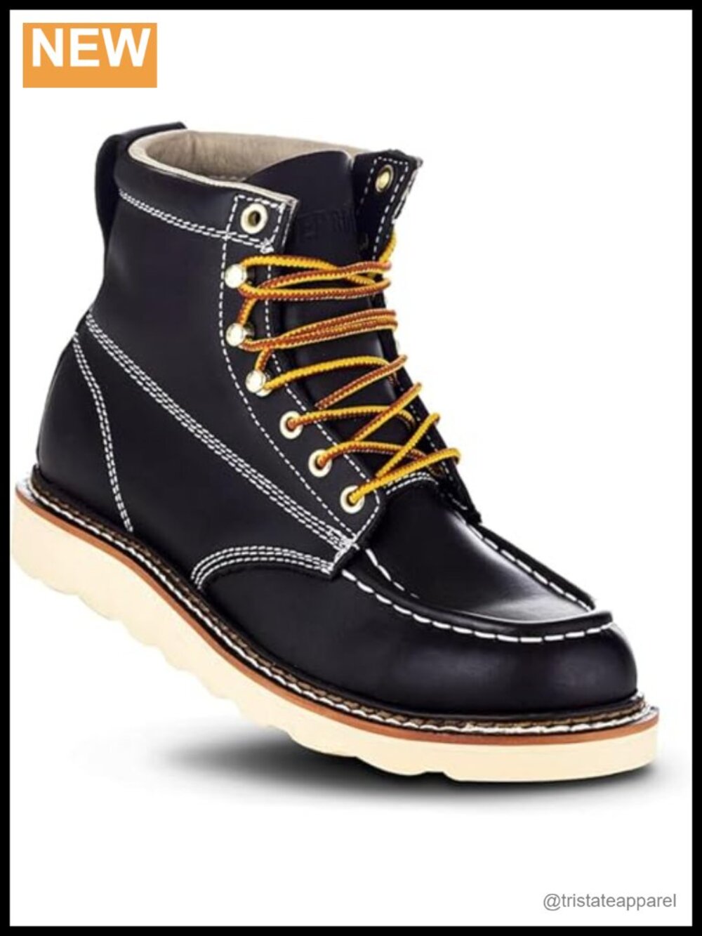 Men's Leather Work Boots Moc Toe Water Resistant Ankle Industrial Construction